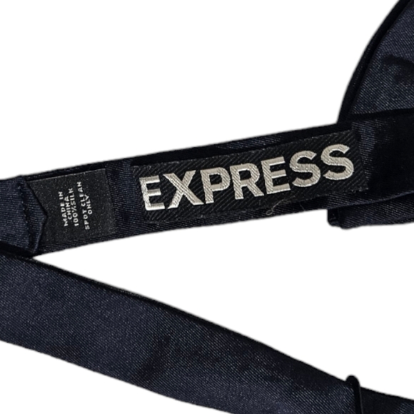 EXPRESS Solid Navy Silk DESIGNER Bow Tie - Picture 2 of 2